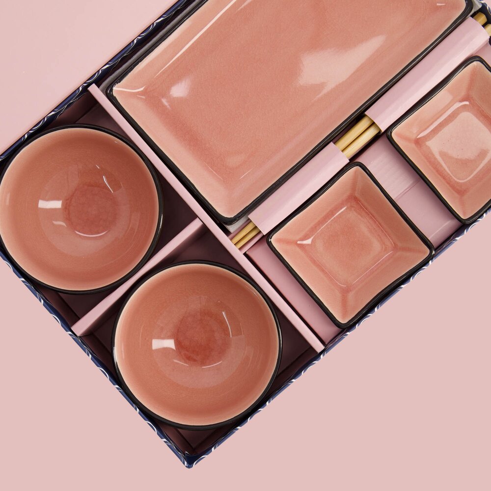 Sushi sæt, Glassy Pink - 8 dele